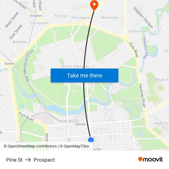 Pirie St to Prospect map