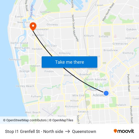 Stop I1 Grenfell St - North side to Queenstown map