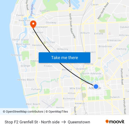 Stop F2 Grenfell St - North side to Queenstown map