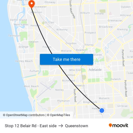 Stop 12 Belair Rd - East side to Queenstown map