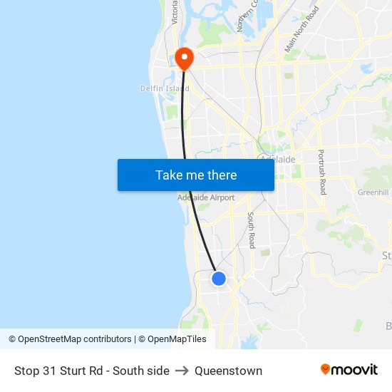 Stop 31 Sturt Rd - South side to Queenstown map