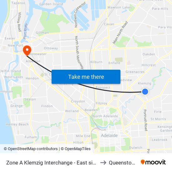 Zone A Klemzig Interchange - East side to Queenstown map