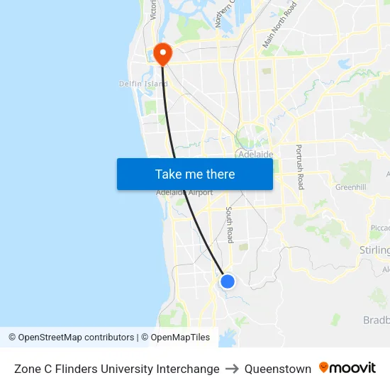 Zone C Flinders University Interchange to Queenstown map