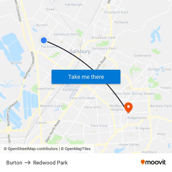 Burton to Redwood Park map