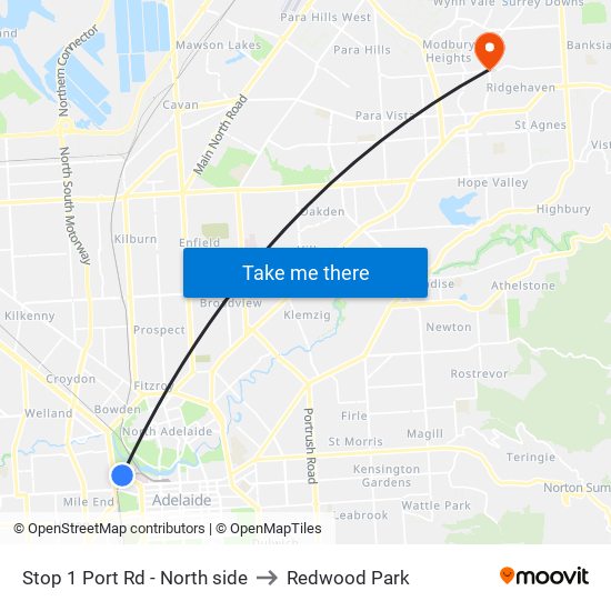 Stop 1 Port Rd - North side to Redwood Park map