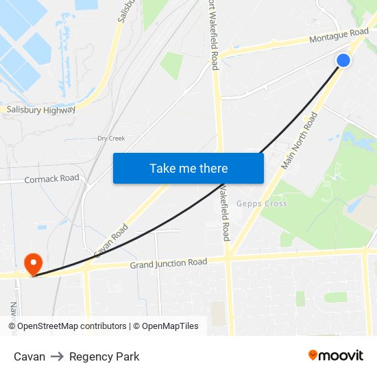 Cavan to Regency Park map