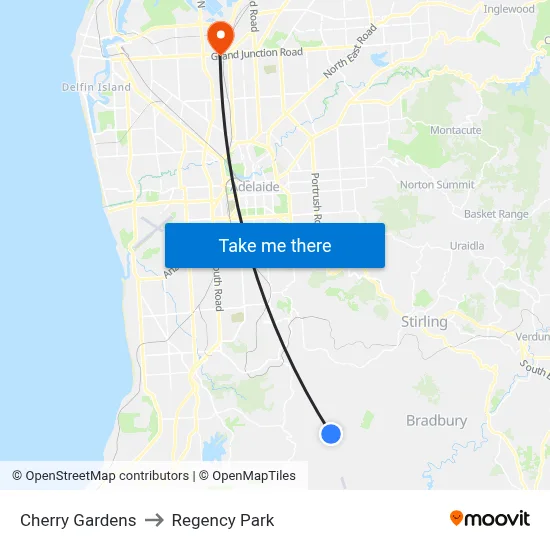 Cherry Gardens to Regency Park map