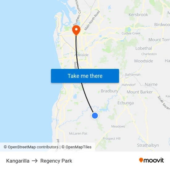 Kangarilla to Regency Park map