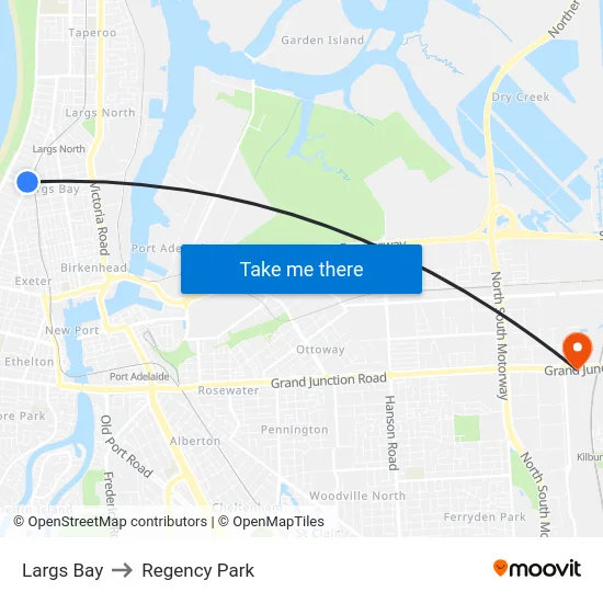 Largs Bay to Regency Park map