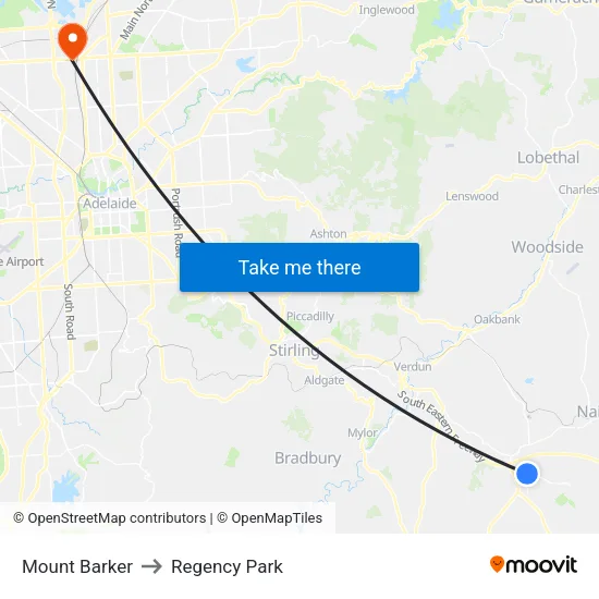 Mount Barker to Regency Park map