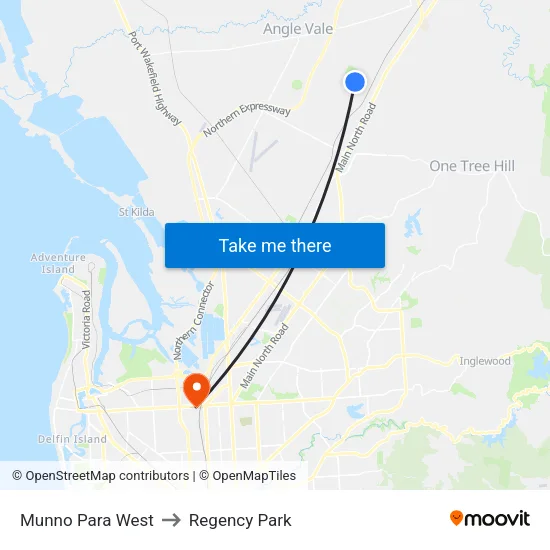 Munno Para West to Regency Park map