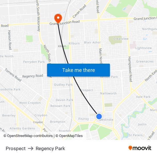 Prospect to Regency Park map