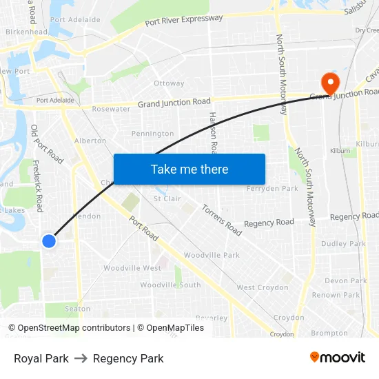Royal Park to Regency Park map