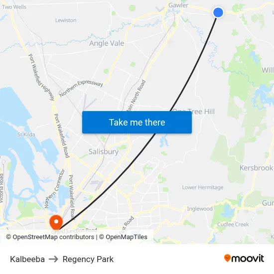 Kalbeeba to Regency Park map
