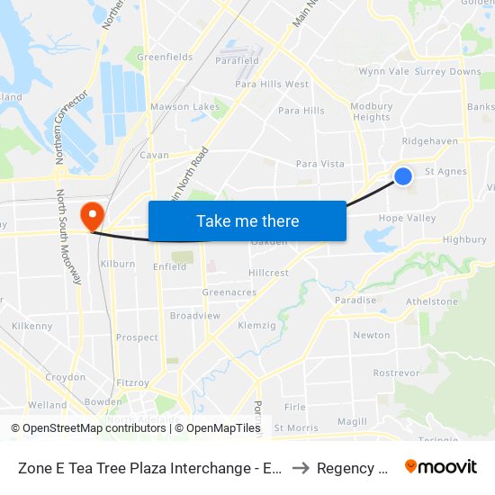 Zone E Tea Tree Plaza Interchange - East side to Regency Park map