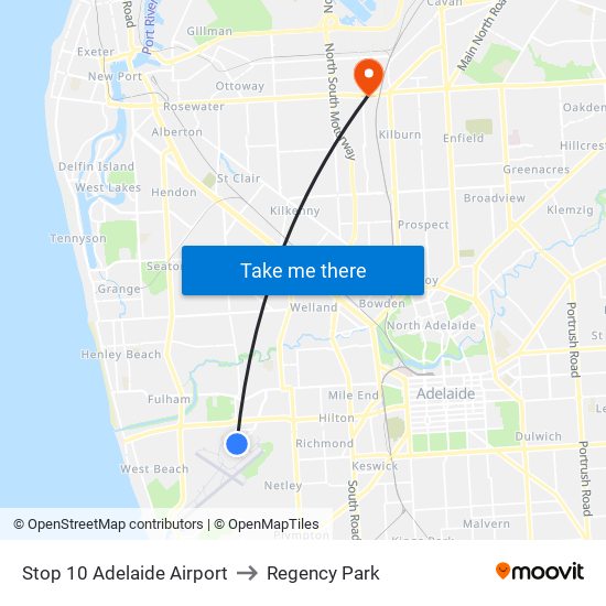 Stop 10 Adelaide Airport to Regency Park map