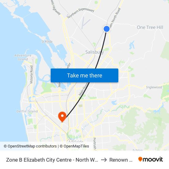 Zone B Elizabeth City Centre - North West side to Renown Park map