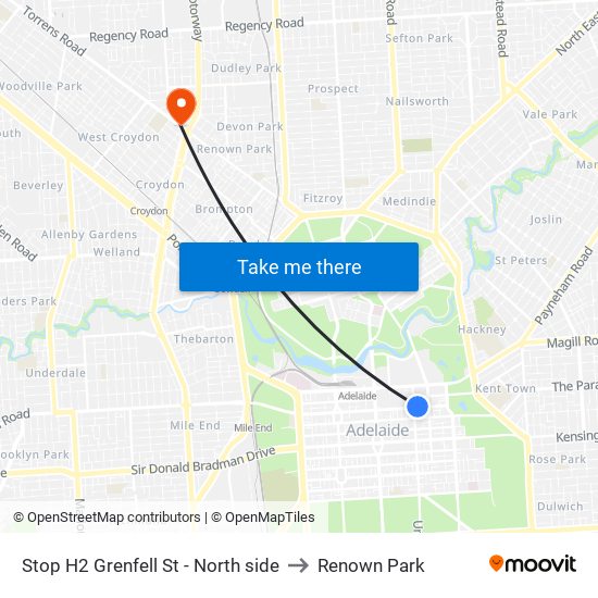 Stop H2 Grenfell St - North side to Renown Park map