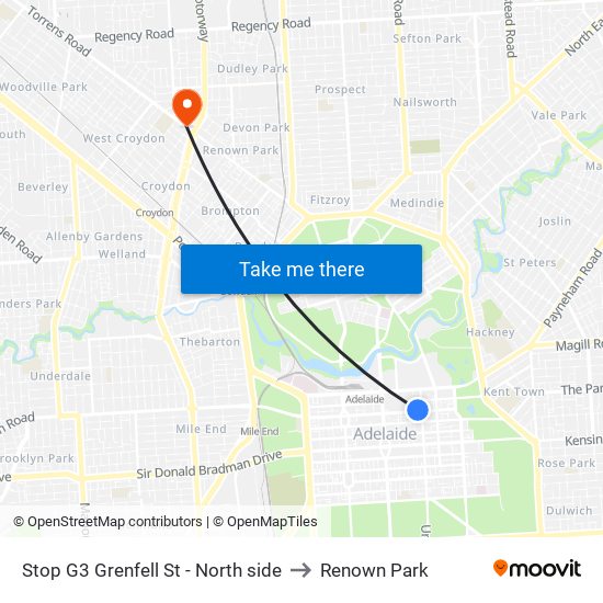 Stop G3 Grenfell St - North side to Renown Park map