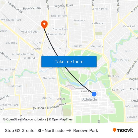 Stop G2 Grenfell St - North side to Renown Park map