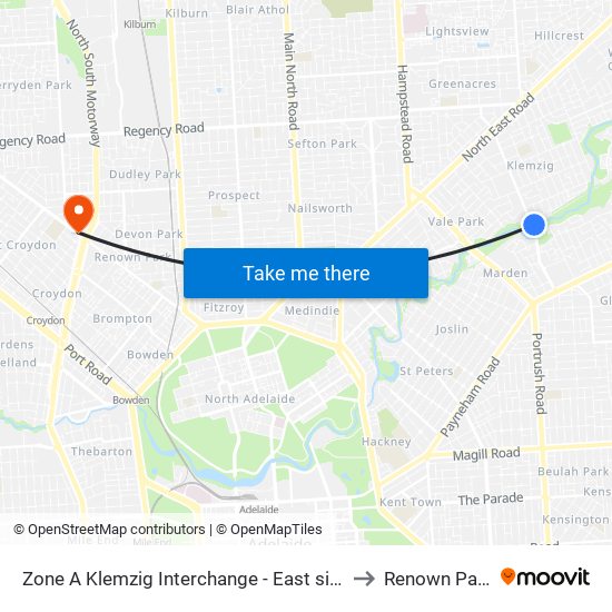 Zone A Klemzig Interchange - East side to Renown Park map