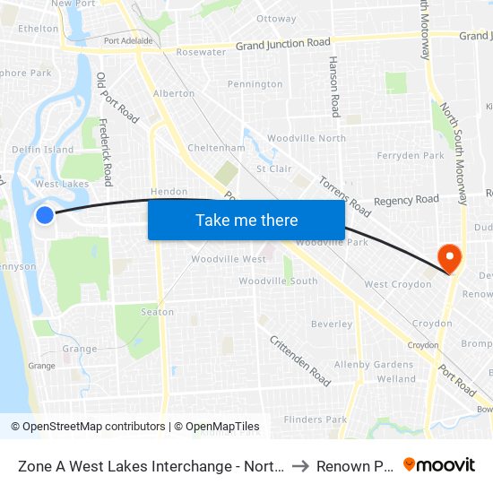 Zone A West Lakes Interchange - North side to Renown Park map