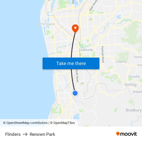 Flinders to Renown Park map