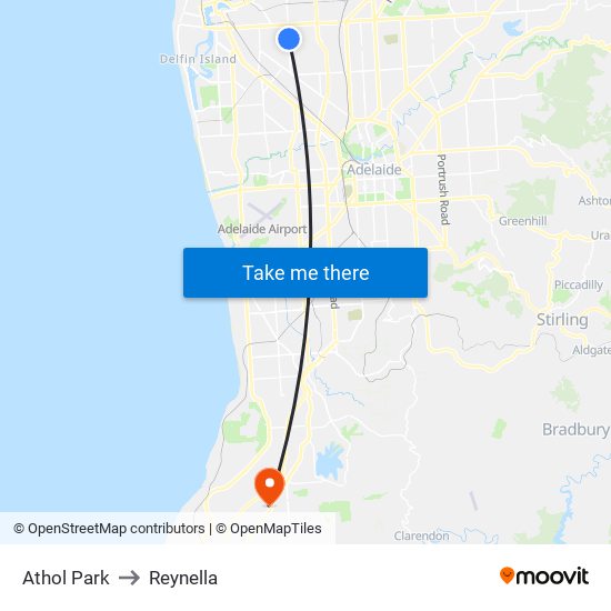 Athol Park to Reynella map