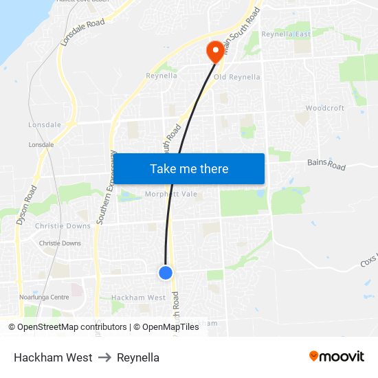 Hackham West to Reynella map