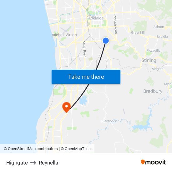 Highgate to Reynella map