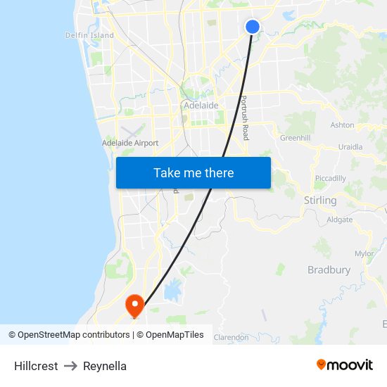 Hillcrest to Reynella map