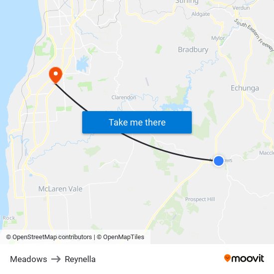 Meadows to Reynella map