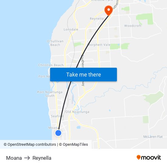 Moana to Reynella map