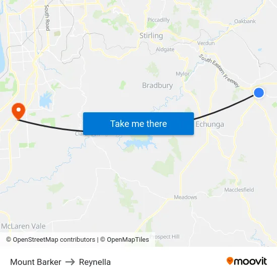 Mount Barker to Reynella map