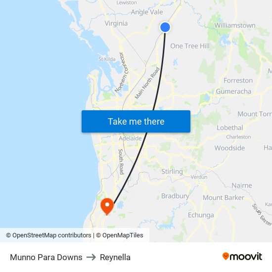 Munno Para Downs to Reynella map