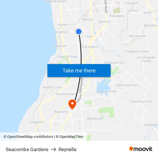 Seacombe Gardens to Reynella map