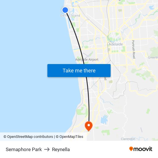 Semaphore Park to Reynella map