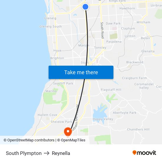 South Plympton to Reynella map