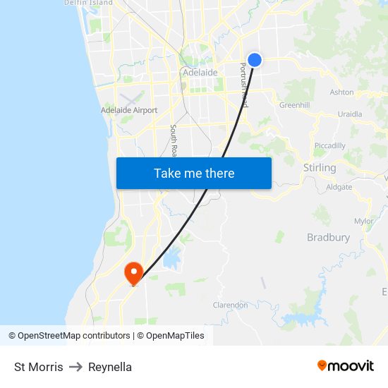 St Morris to Reynella map