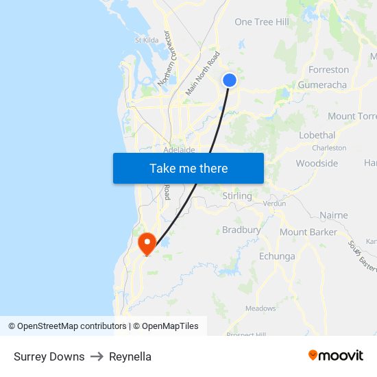 Surrey Downs to Reynella map