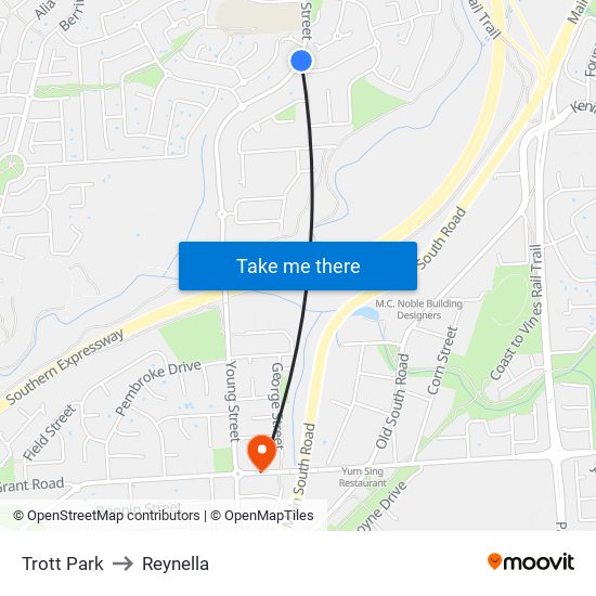 Trott Park to Reynella map