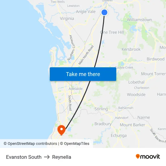 Evanston South to Reynella map