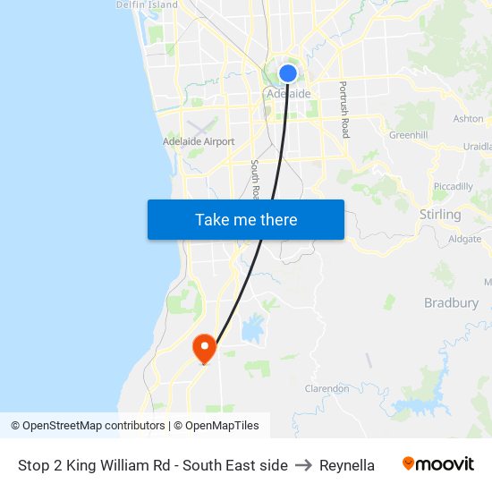 Stop 2 King William Rd - South East side to Reynella map