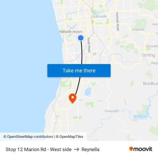 Stop 12 Marion Rd - West side to Reynella map