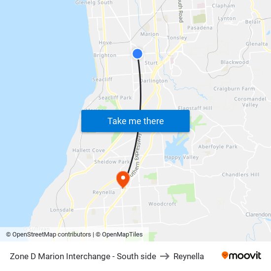 Zone D Marion Interchange - South side to Reynella map