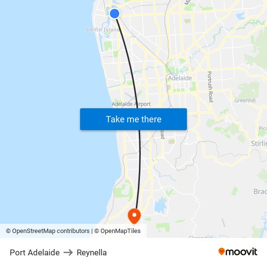 Port Adelaide to Reynella map