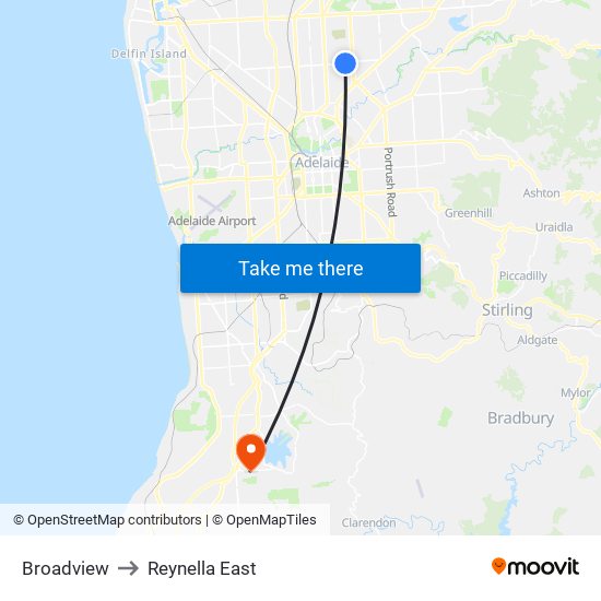 Broadview to Reynella East map