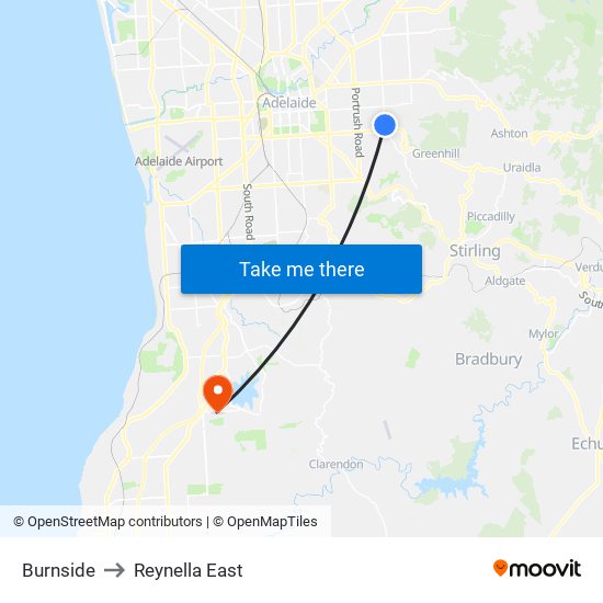 Burnside to Reynella East map