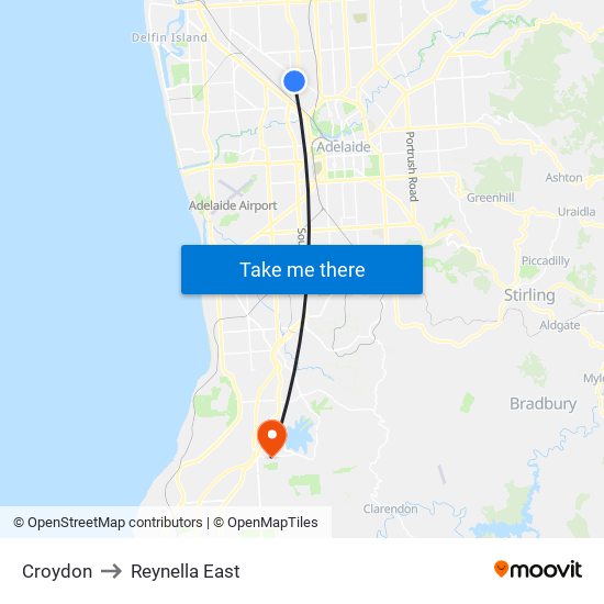 Croydon to Reynella East map