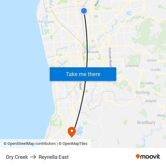 Dry Creek to Reynella East map